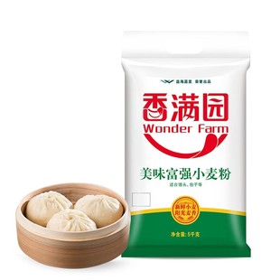 香满园面粉美味富强小麦粉5kg家用10斤饺子馒头面条通用中筋面粉