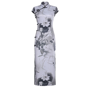 杭州真丝旗袍改良版连衣裙2025年轻款少女长款中国风端庄夏季新款