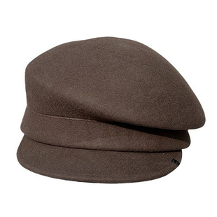 23新款不对称褶皱侧压羊毛呢马术帽女秋冬季英伦复古显脸小鸭舌帽