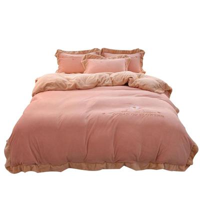 洁丽雅冬季牛奶绒加绒四件套