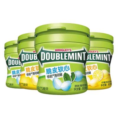 绿箭薄荷糖脆皮软心糖80g装多口味清新口气充气糖果水果味零食品r