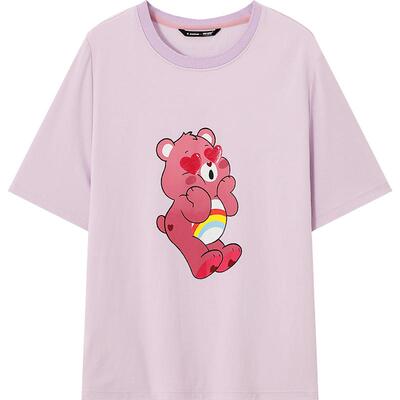 【播奥莱】播爱心熊系列T恤女夏商场同款宽松印花上衣BDQ3YD0263
