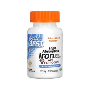 香港直发Doctor's best金达威铁营养片易吸收120片贫血铁剂铁片