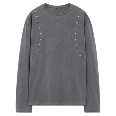 女士春季铆钉装饰休闲风长袖T恤