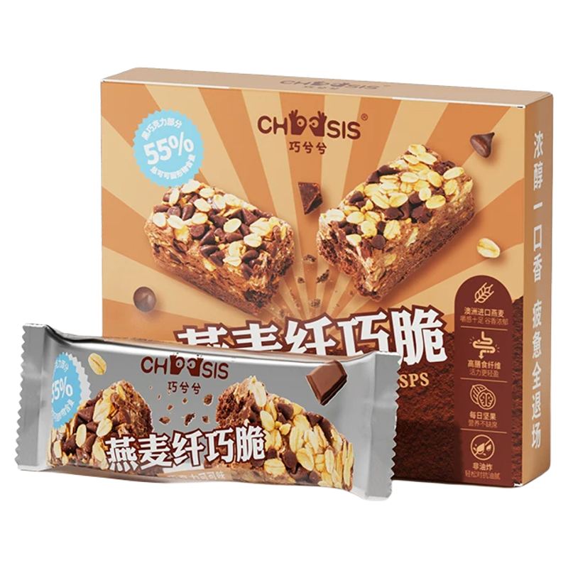 巧兮兮巧克力燕麦纤巧脆坚果饼干
