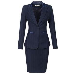春秋职业装气质女神范条纹西装套装韩版干练正装经理售楼部工作服