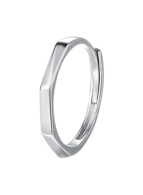 S999纯银极简几何菱形戒指中性韩版ins时尚活口可调节素银食指戒