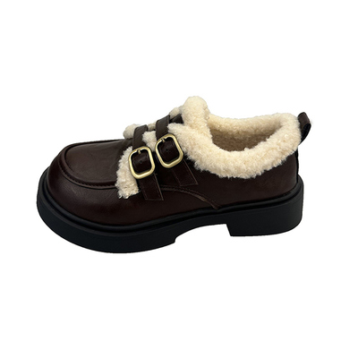 女童皮鞋加绒加厚保暖公主软皮鞋