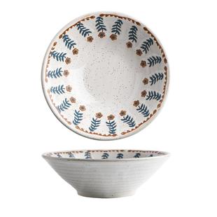 舍里日式复古粗陶小花餐具饭碗汤碗双耳盘子碗碟套装家用2025新款