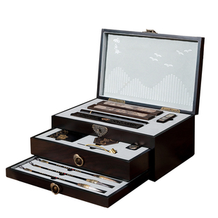 文房四宝套装专业级高档笔墨纸砚毛笔砚台毛笔字书法国画专用礼盒送礼套装毛笔架墨条端砚镇尺礼物一整套