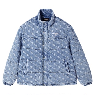 BOYLONDON冬季短款情侣棉服潮牌外套提花保暖水洗牛仔棉衣N29901