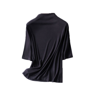 春夏新款半高领大码t恤女薄莫代尔螺纹五分袖大码针织半袖打底衫