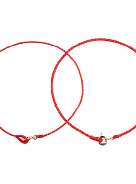 本命年红绳手链红色手绳新款红手绳黄金手工编织可穿珠绳女款编绳