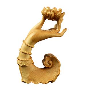 黄杨木雕手把件木质佛手莲花香插摆件茶道香道禅艺家居饰品工艺品