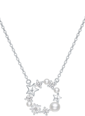 周六福项链女星星花环链坠S925银小众本命年礼物送女友