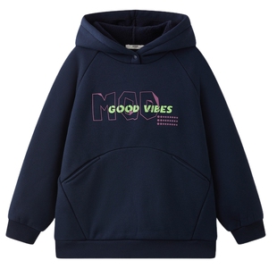 [Z]【蓄暖】MQD童装男童加绒加厚连帽卫衣2025冬季新款儿童保暖卫