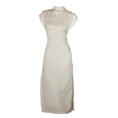 中式改良旗袍连衣裙香槟色