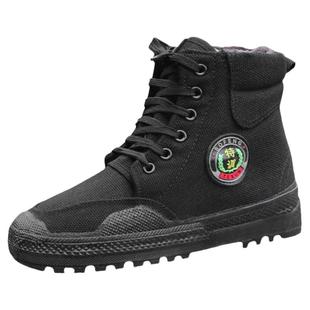 冬季加绒棉鞋解放鞋男高帮加厚工作鞋防钉扎工地鞋防滑耐磨黄球鞋