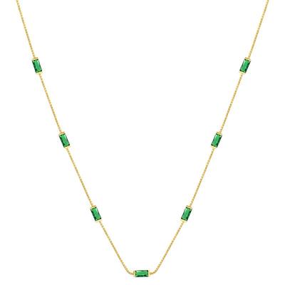 敢酷祖母绿锆石锁骨链女银项链