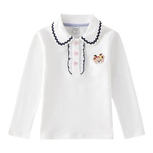 女童T恤长袖纯棉春秋新款儿童宝宝打底衫小女孩秋衣加绒翻领上衣