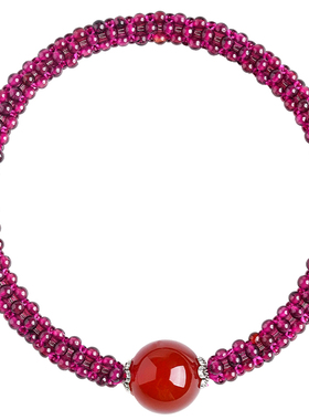 普陀山石榴石手链纯手工编织转运