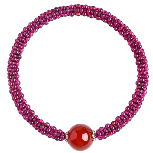 普陀山纯天然石榴石手串女款手工编织转运水晶手链生日礼物送女友