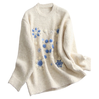 慵懒风圆领宽松显瘦洋气减龄毛衣