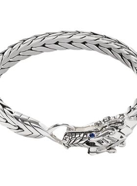 JH龙头纯银蓝宝石手链手工编织