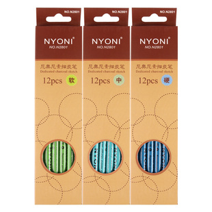 尼奥尼炭笔速写笔素描炭画铅笔初学者绘画笔套装美术专业软性碳笔