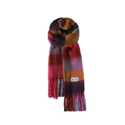 15mins冬季加厚格纹流苏围巾女