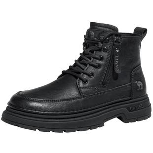 骆驼马丁靴秋冬季增高厚底防滑复古中高帮工装男鞋加绒保暖男士款