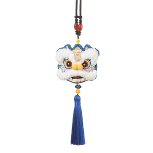 阿卡手工刺绣diy材料包醒狮平安符成品钥匙扣送男友礼物车挂件