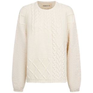 【宋轶同款】宝姿PORTSPURE女装冬季温柔慵懒绞花针织衫