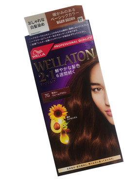 日本本土wellaton威娜染发膏女遮白发纯植物茶色亚麻棕光泽上色好