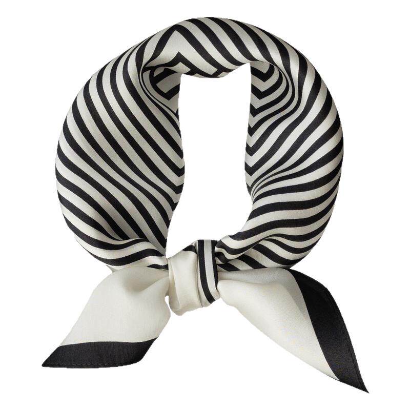 INSINUER「石原里美」条纹法式OL真丝53cm小方巾女百搭丝巾薄围巾