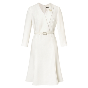 【进口三醋酸】La Koradior拉珂蒂商场同款春季连衣裙白色长裙子