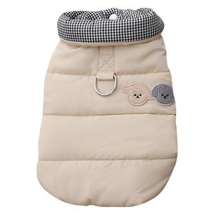 小型犬狗狗冬天衣服带牵引环马尔济斯幼犬三色棉背心保暖防凉冬装