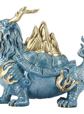 铜欣祥金山龙龟摆件玄关开业