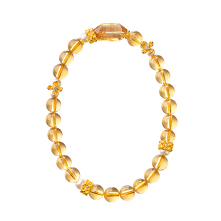 觉人天然随形切面黄塔晶手串淡水珍珠黄水晶招财银手链[拾花酿秋]