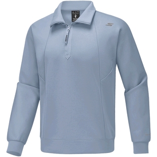 斯凯奇春季时尚新品男款半开胸针织卫衣舒适柔软运动休闲衫长袖衫