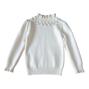 宝宝加绒毛衣一体绒女童花边领打底衫加厚冬季儿童针织保暖上衣