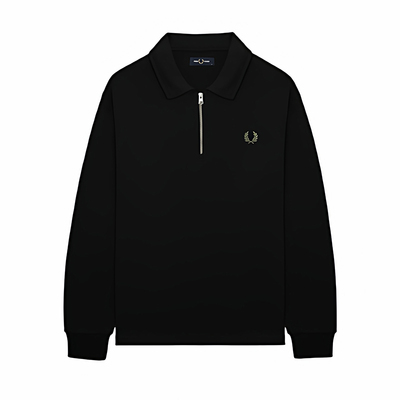 FREDPERY重磅款简约风圆领轻奢刺绣男生拉链半开襟套头M1168