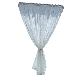 法式窗纱帘阳台飘窗蕾丝窗帘北欧白纱绣花纱轻奢波浪纱透光不透人