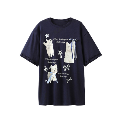 休闲趣味印花T恤女西町村屋