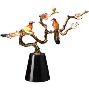 喜上眉梢珐琅彩高档轻奢装饰品乔迁礼物高级感觉小众客厅柜子摆件