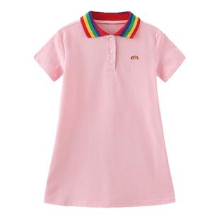HERROYAL2026春夏彩虹POLO裙女童连衣裙气质裙子休闲洋气度假裙