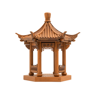 晚峰牡丹亭榫卯积木玩具中国古建筑模型摆件手工拼搭斗拱教具礼物