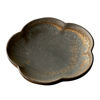 粗陶品茗杯带杯垫套装陶瓷茶杯