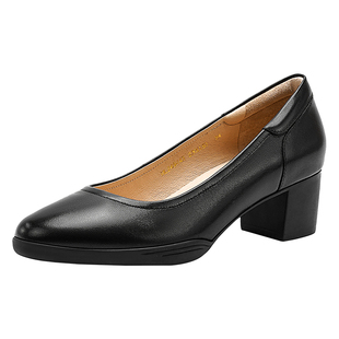 哈森羊皮革妈妈鞋软面舒适浅口单鞋女春秋款工作通勤鞋HL249443