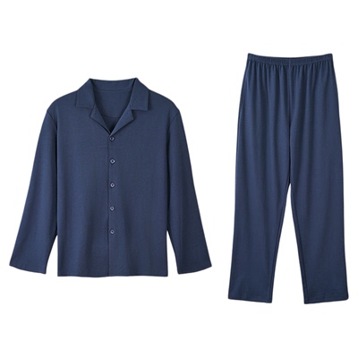 古今100%纯棉男女睡衣翻领开衫长袖长裤可外穿休闲家居服情侣套装